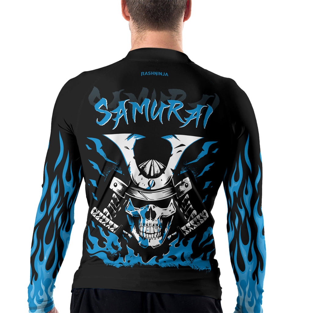 Rashninja Samurai Skull Blaze Men's Long Sleeve Rash Guard