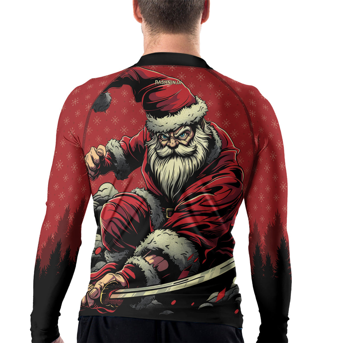Rashninja Christmas Santa Grappler Men's Long Sleeve Rash Guard
