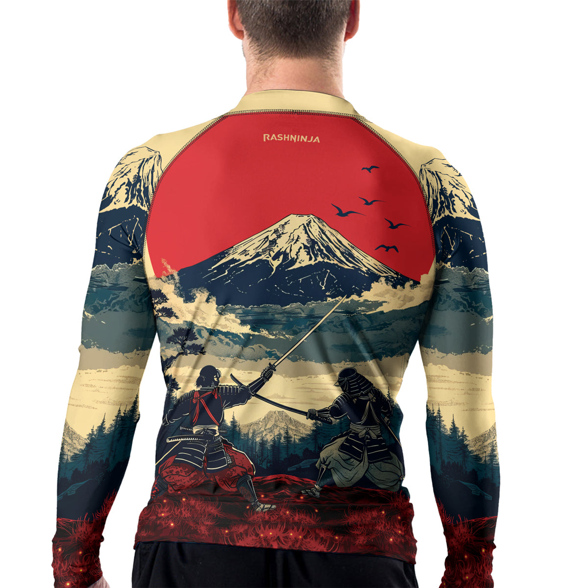 Rashninja Samurai Red Dawn Men's Long Sleeve Rash Guard
