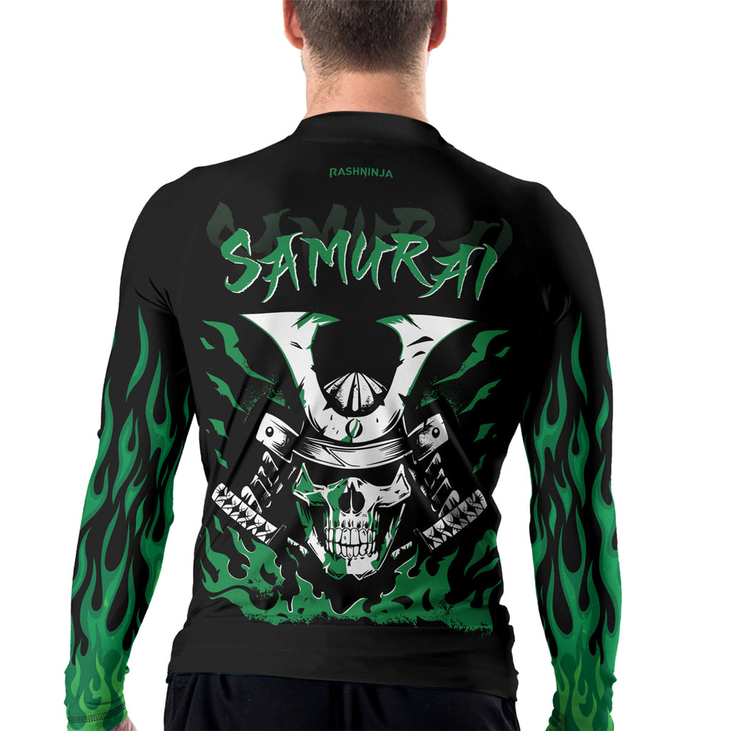 Rashninja Samurai Skull Blaze Men's Long Sleeve Rash Guard