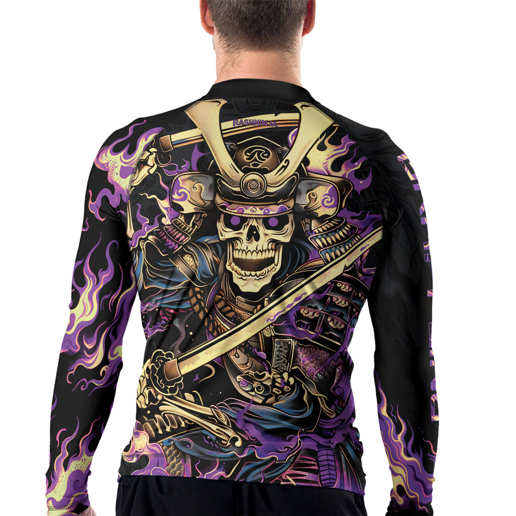 Rashninja Samurai Skull Fire Men's Long Sleeve Rash Guard