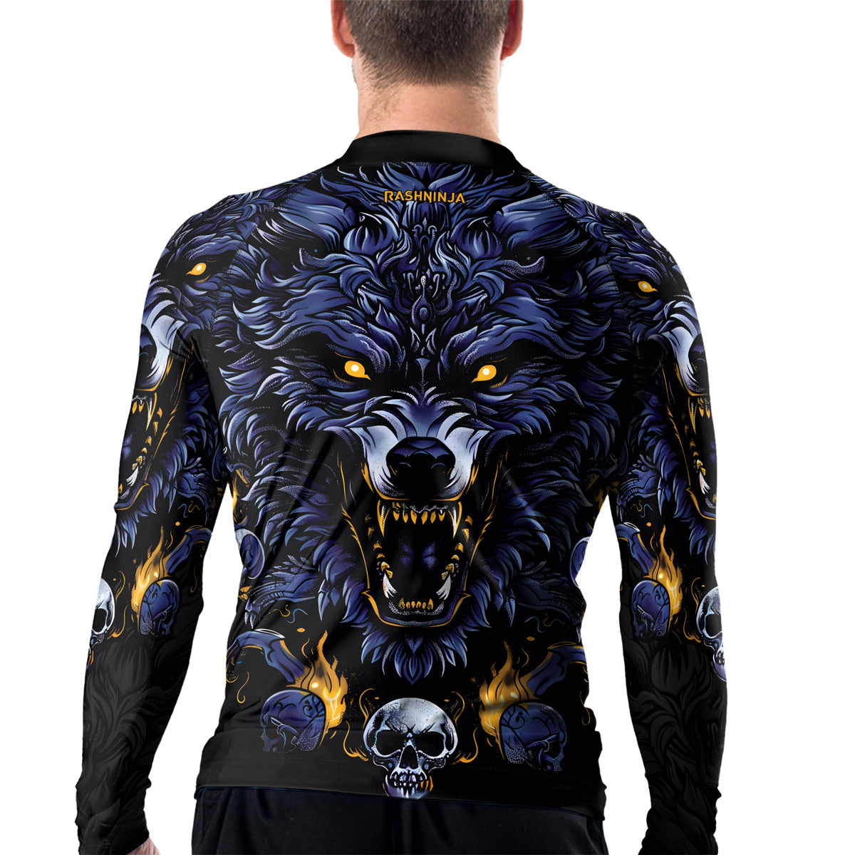 Rashninja Wolf Snow Hunt Men's Long Sleeve Rash Guard