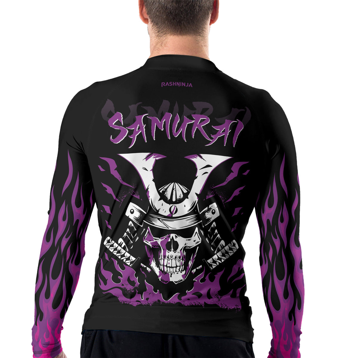Rashninja Samurai Skull Blaze Men's Long Sleeve Rash Guard