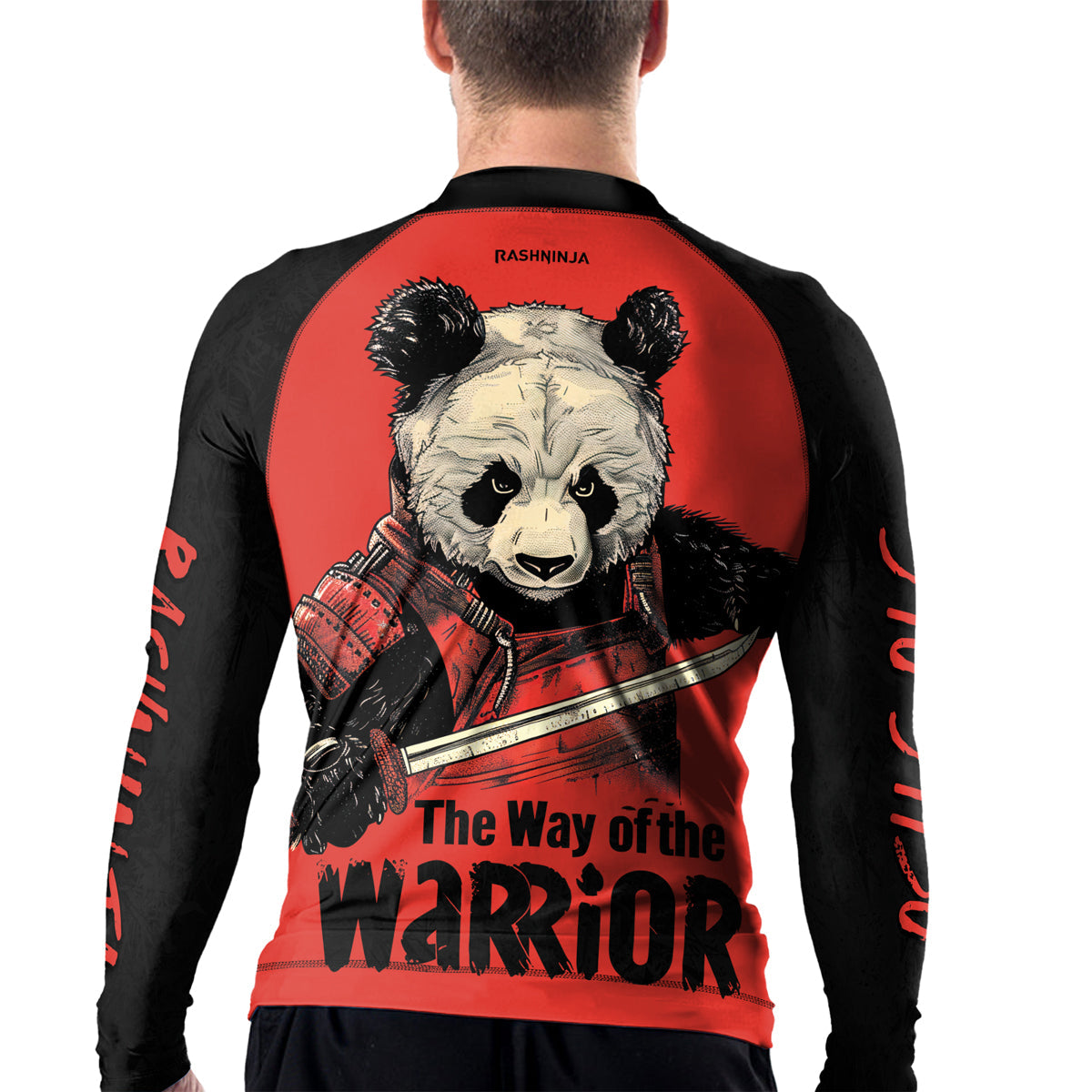 Rashninja Panda the Way of the Warrior Mastery Men's Long Sleeve Rash Guard