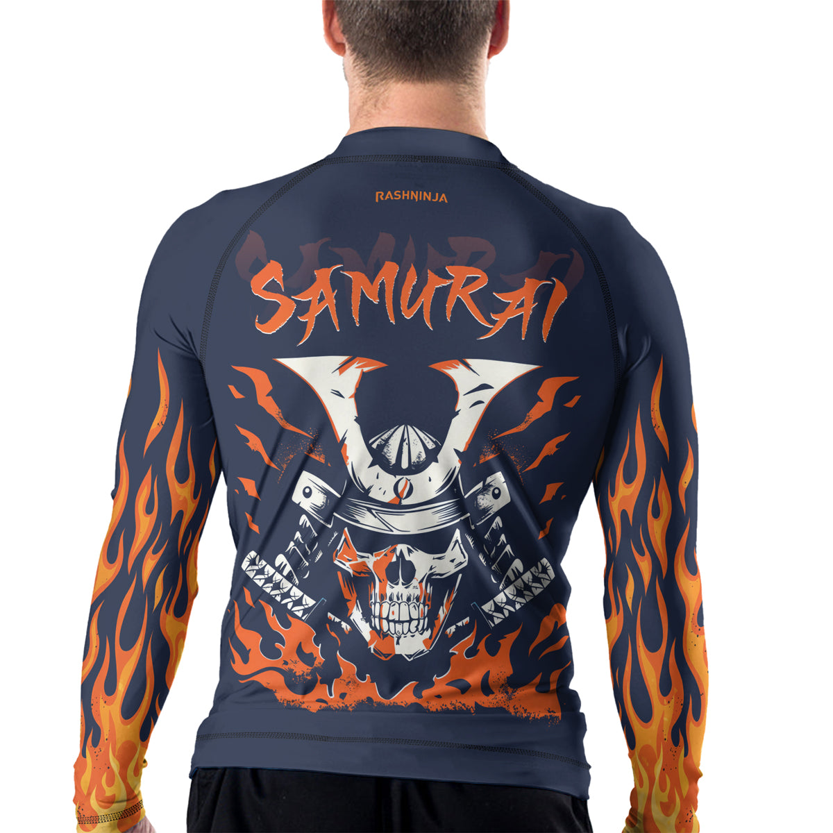 Rashninja Samurai Skull Blaze Men's Long Sleeve Rash Guard