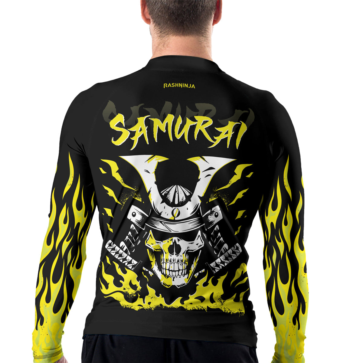 Rashninja Samurai Skull Blaze Men's Long Sleeve Rash Guard