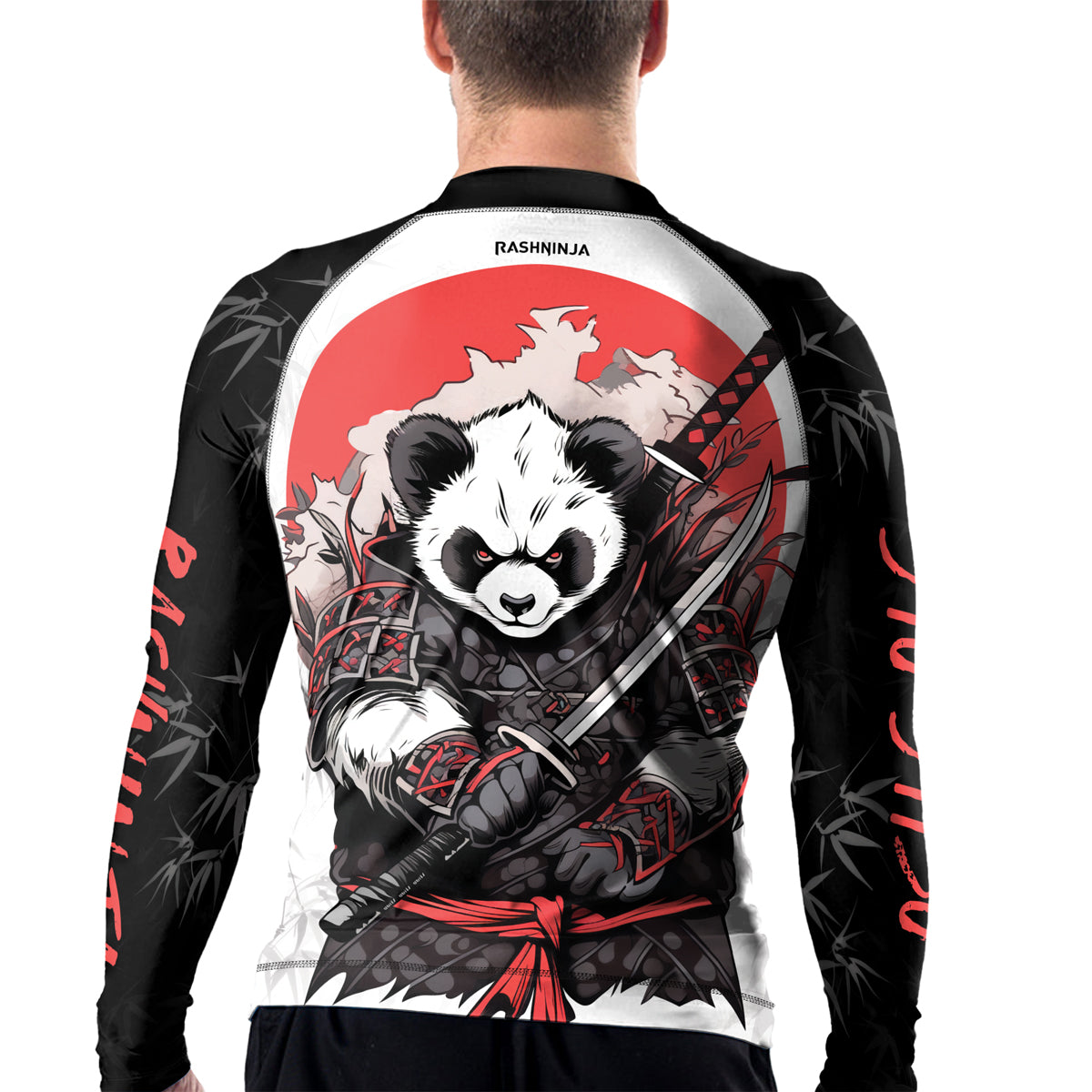 Rashninja Panda Samurai Blade Men's Long Sleeve Rash Guard