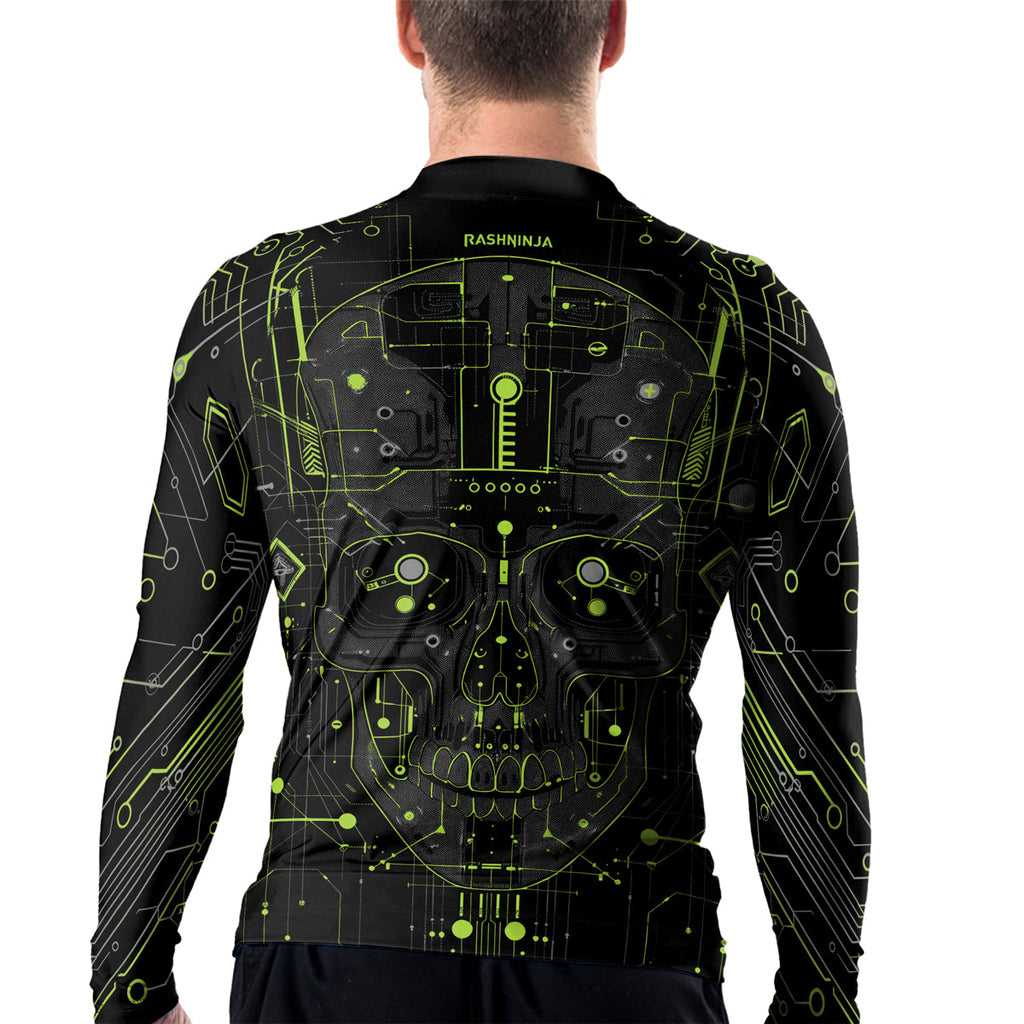 Rashninja Cyber Skull Green Men's Long Sleeve Rash Guard
