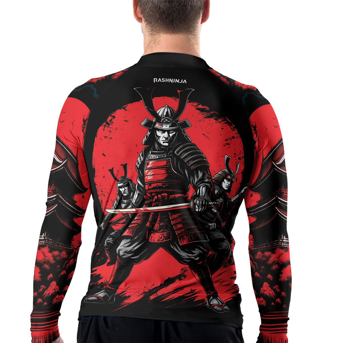 Rashninja Samurai Blood Moon Men's Long Sleeve Rash Guard