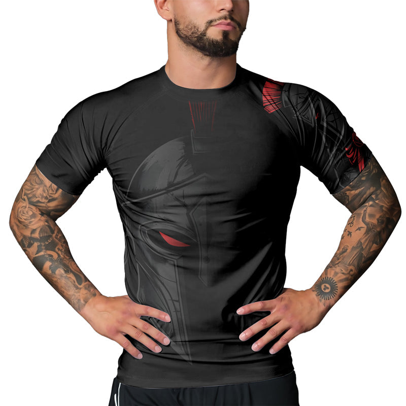 Rashninja Red Tide Pattern Men's Short Sleeve Rash Guard