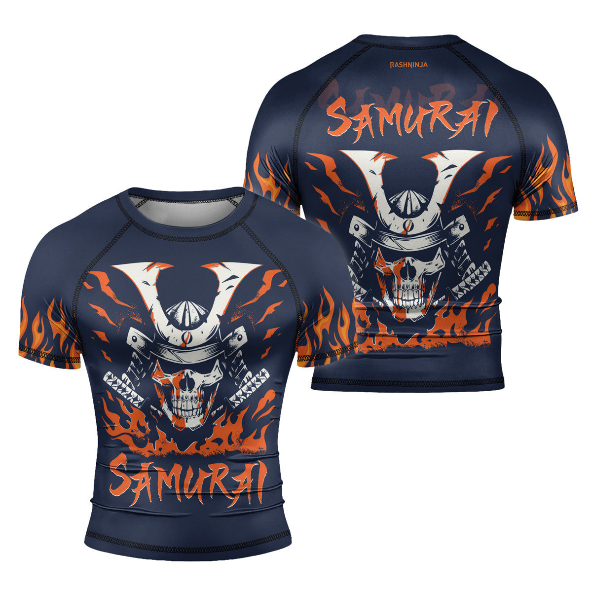 Rashninja Samurai Skull Blaze Men's Short Sleeve Rash Guard