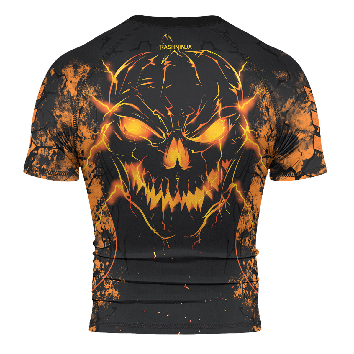 Rashninja Halloween Pumpkin Skull Men's  Short Sleeve Rash Guard