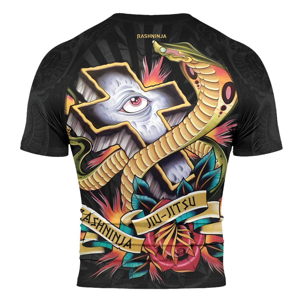 Rashninja Snake Tattoo Ink Spiral Men's Short Sleeve Rash Guard