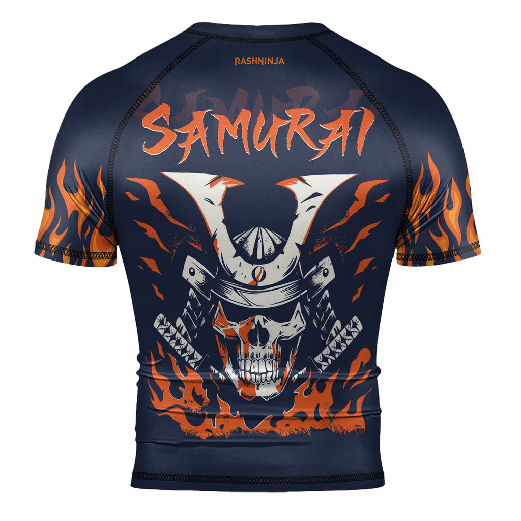 Rashninja Samurai Skull Blaze Men's Short Sleeve Rash Guard