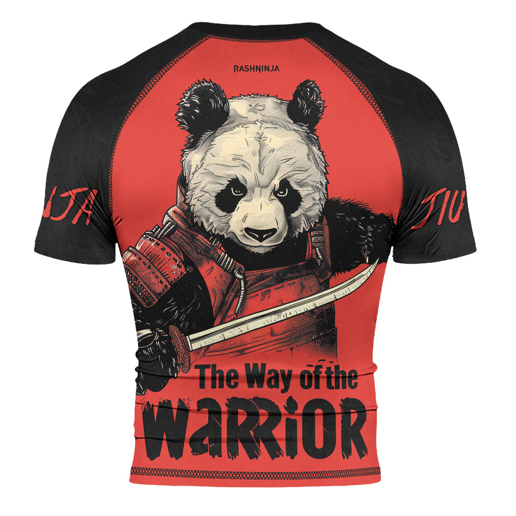 Rashninja Panda the Way of the Warrior Mastery Men's Short Sleeve Rash Guard