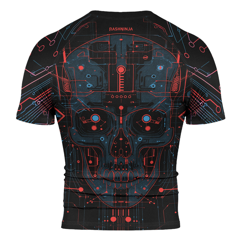 Rashninja Cyber Skull Red Men's Short Sleeve Rash Guard