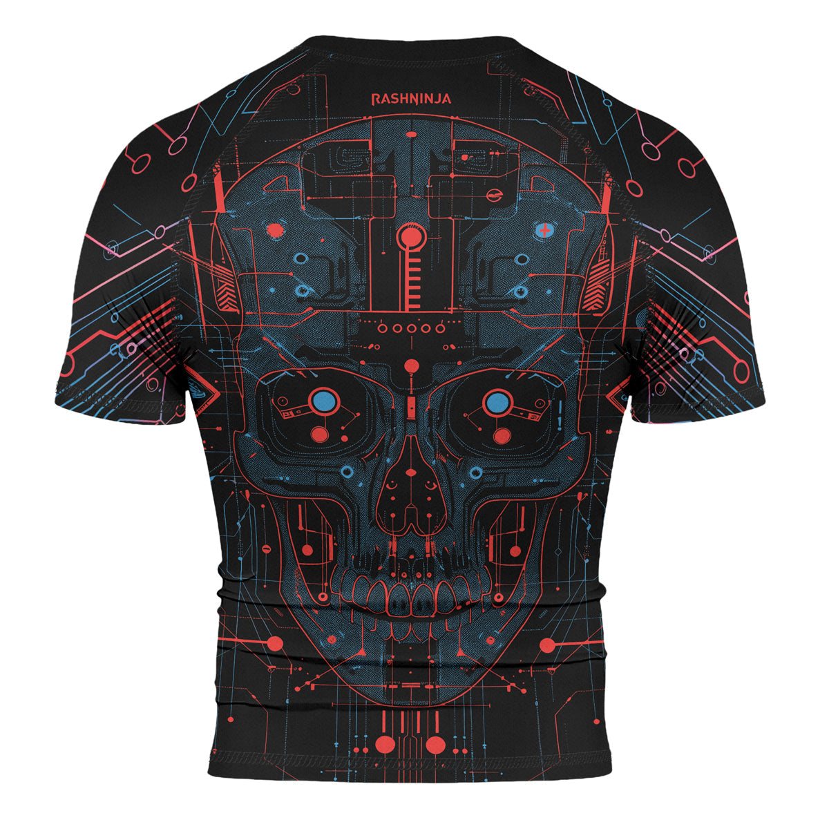 Rashninja Cyber Skull Red Men's Short Sleeve Rash Guard