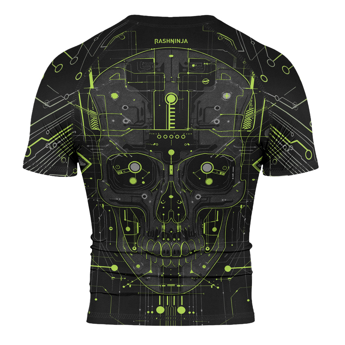 Rashninja Cyber Skull Green Men's Short Sleeve Rash Guard