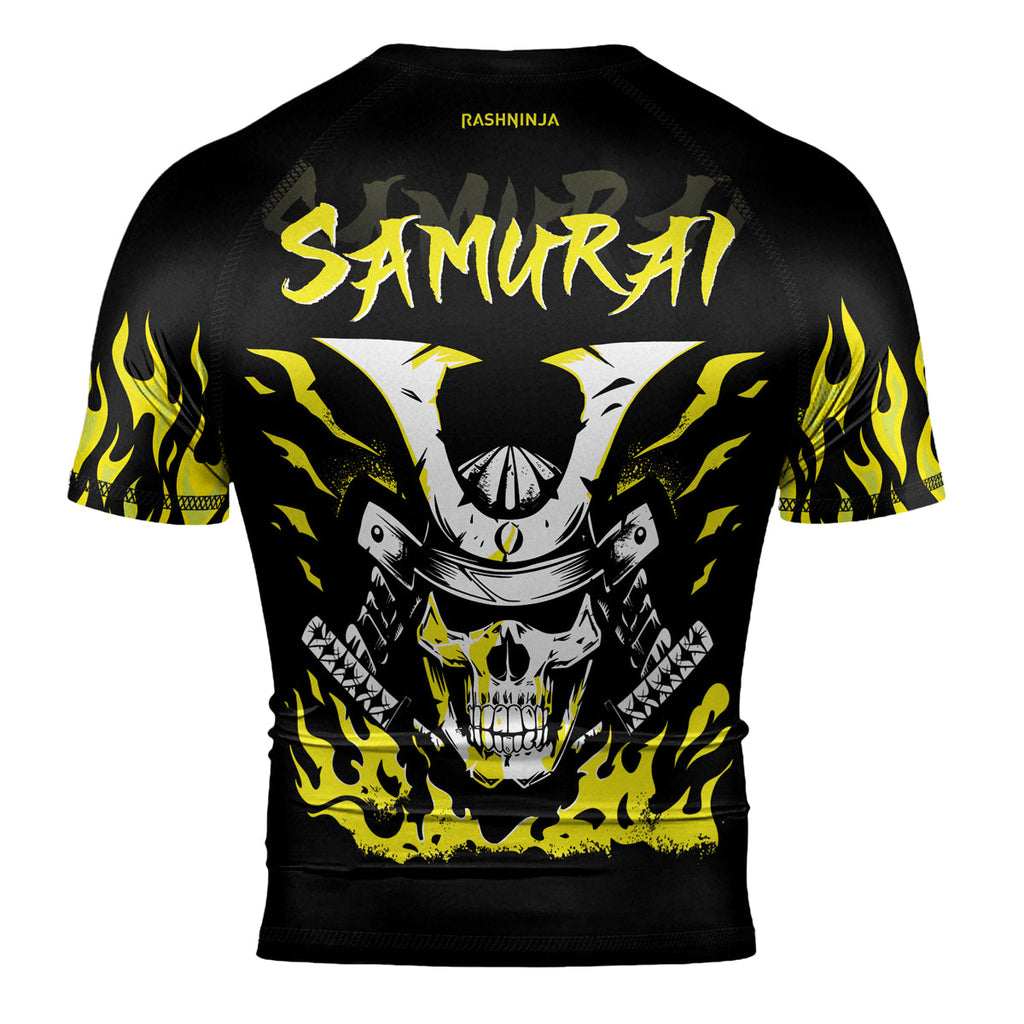 Rashninja Samurai Skull Blaze Men's Short Sleeve Rash Guard