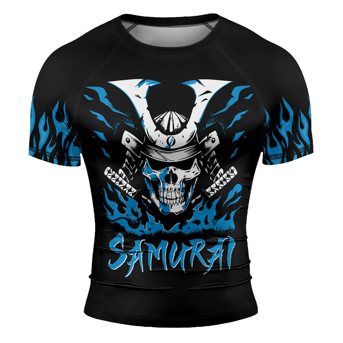 Rashninja Samurai Skull Blaze Men's Short Sleeve Rash Guard