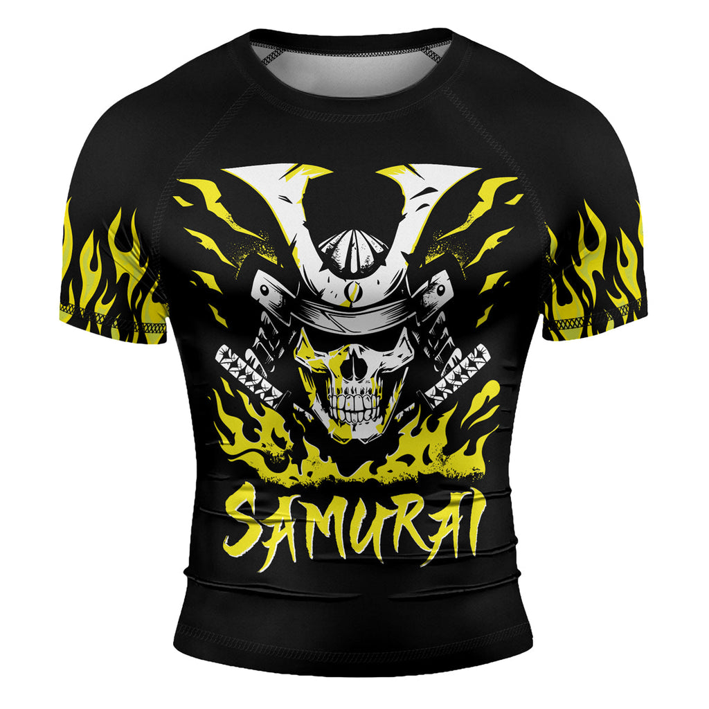 Rashninja Samurai Skull Blaze Men's Short Sleeve Rash Guard