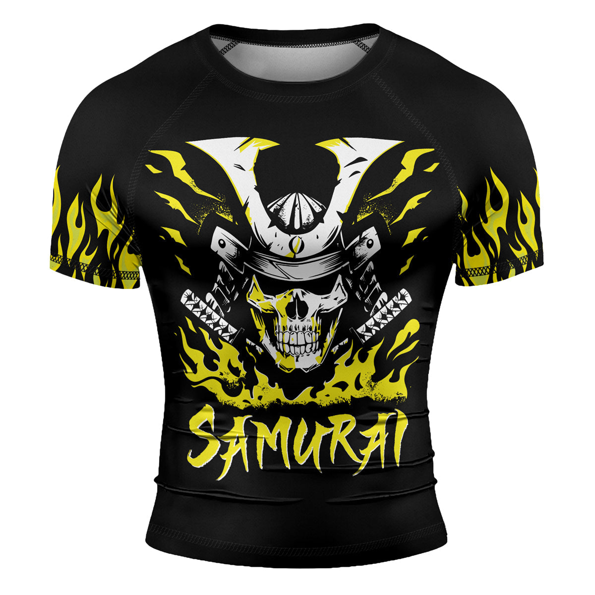 Rashninja Samurai Skull Blaze Men's Short Sleeve Rash Guard