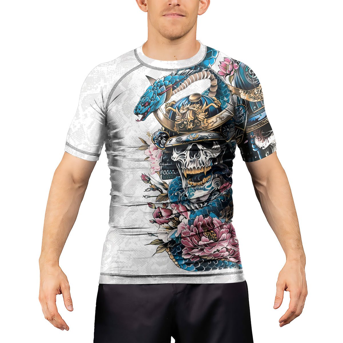 Rashninja Snake Samurai Spirit Men's Short Sleeve Rash Guard