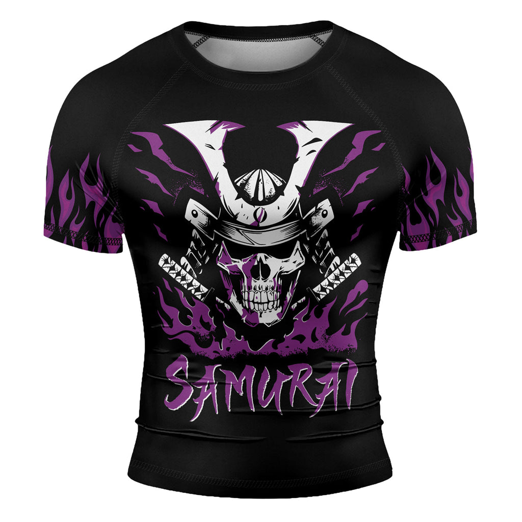 Rashninja Samurai Skull Blaze Men's Short Sleeve Rash Guard