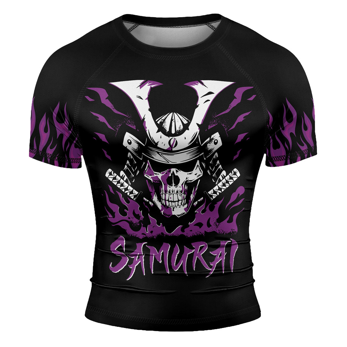 Rashninja Samurai Skull Blaze Men's Short Sleeve Rash Guard