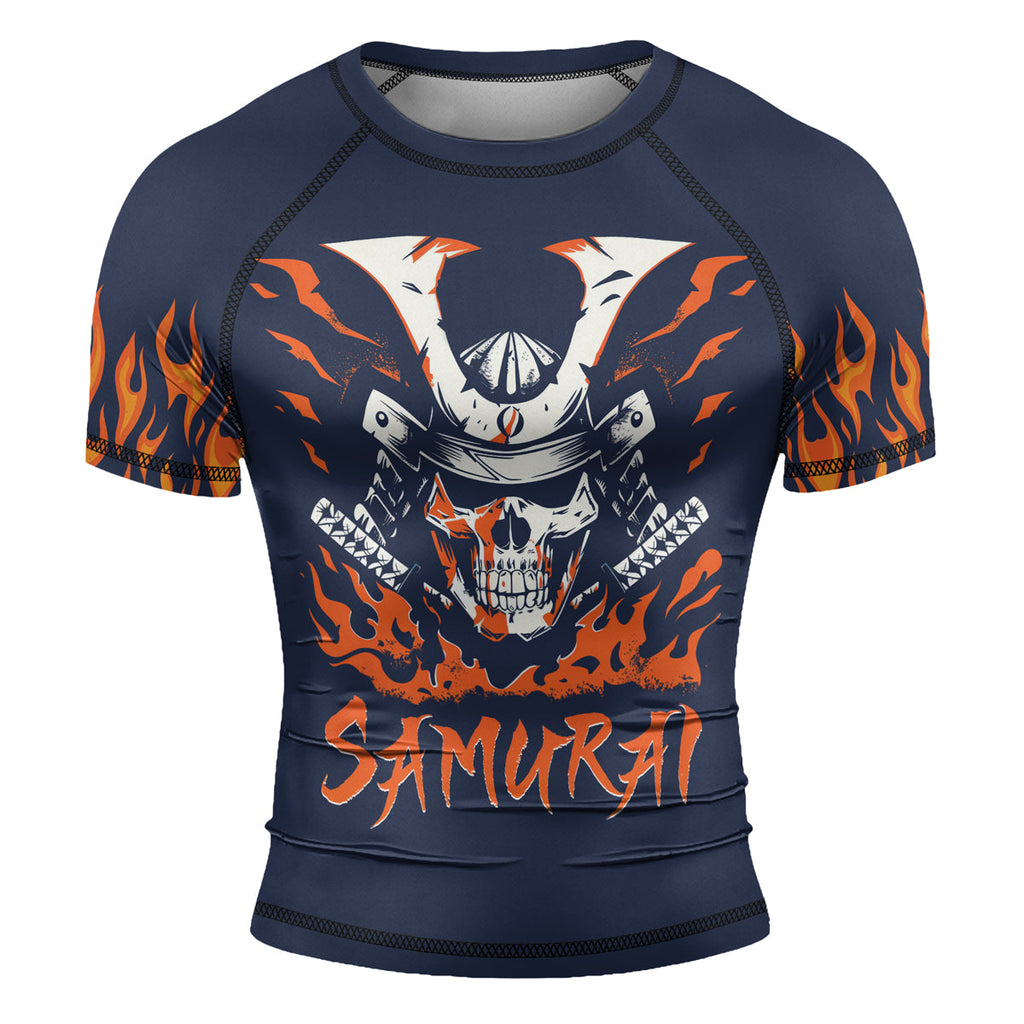 Rashninja Samurai Skull Blaze Men's Short Sleeve Rash Guard