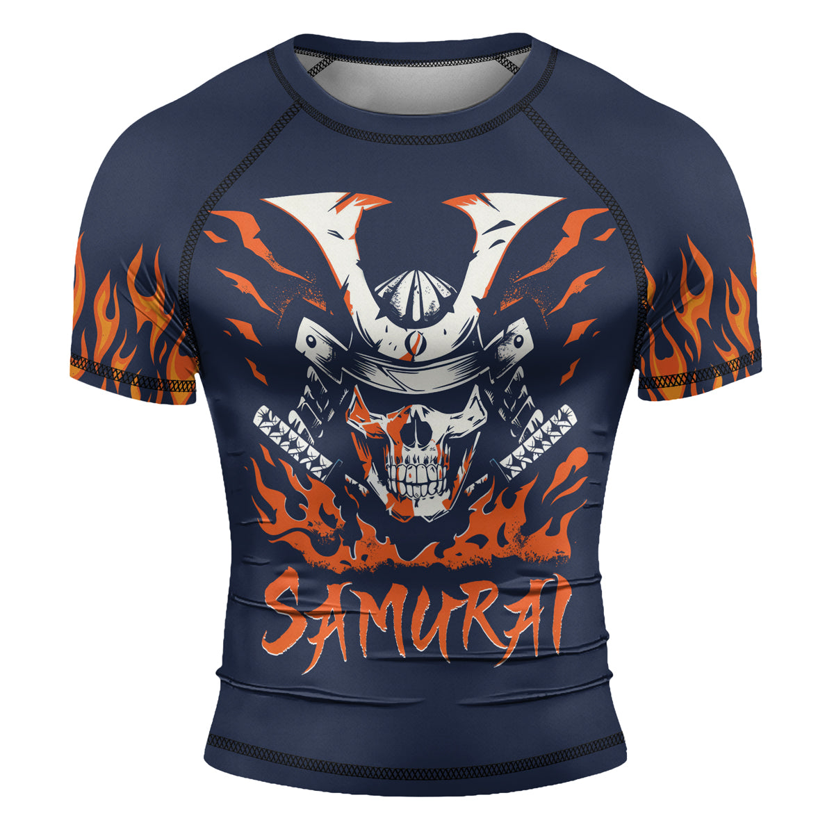 Rashninja Samurai Skull Blaze Men's Short Sleeve Rash Guard
