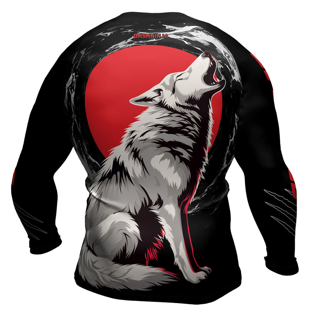 Rashninja Wolf Moon Howl Men's Long Sleeve Rash Guard