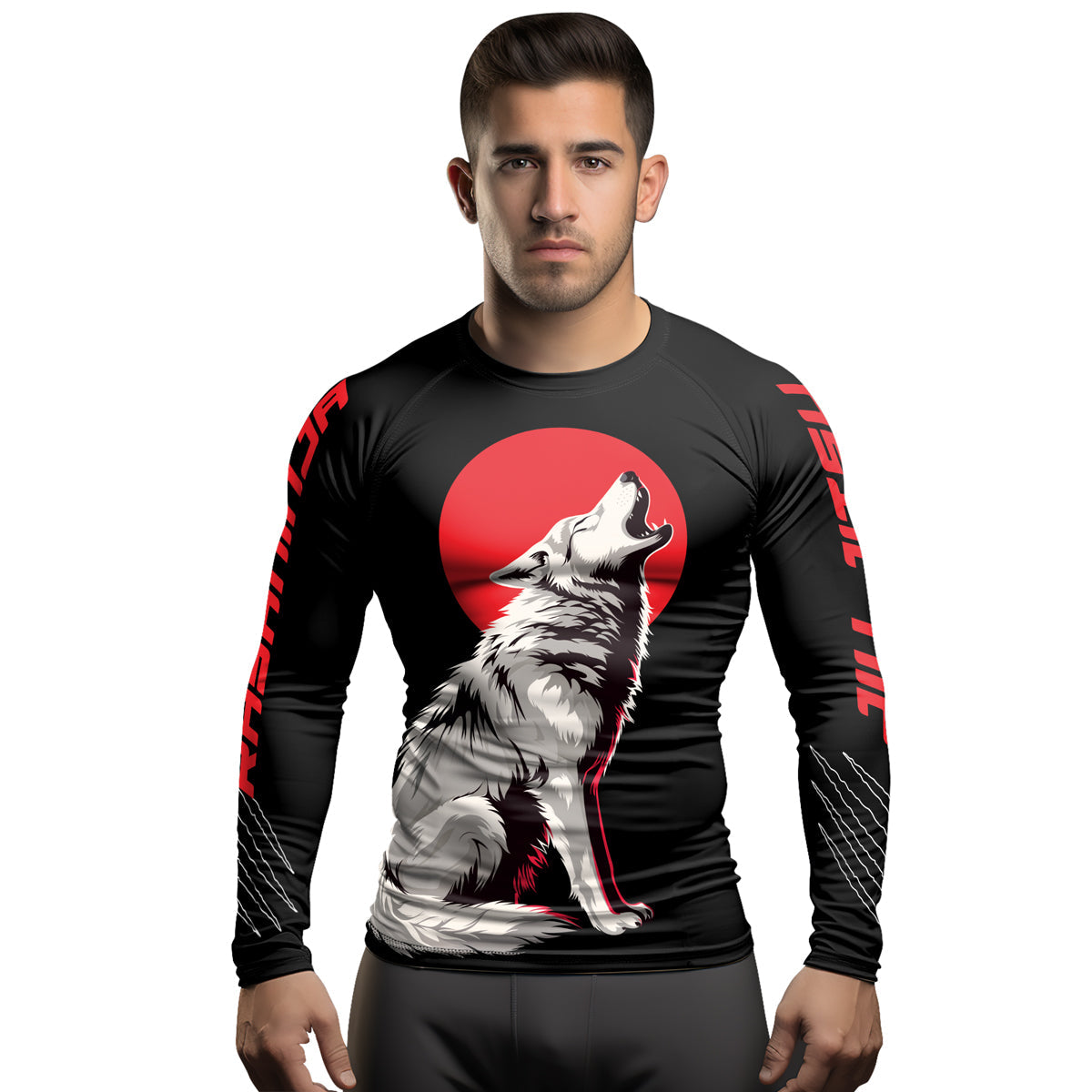 Rashninja Wolf Moon Howl Men's Long Sleeve Rash Guard