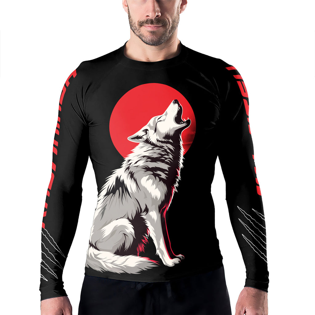 Rashninja Wolf Moon Howl Men's Long Sleeve Rash Guard