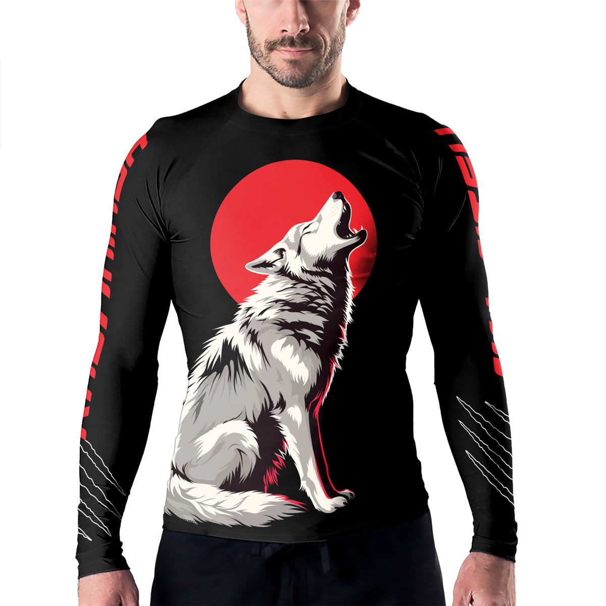 Rashninja Wolf Moon Howl Men's Long Sleeve Rash Guard