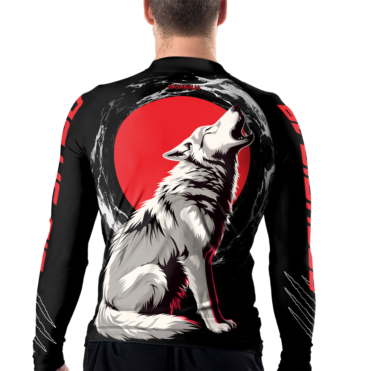 Rashninja Wolf Moon Howl Men's Long Sleeve Rash Guard