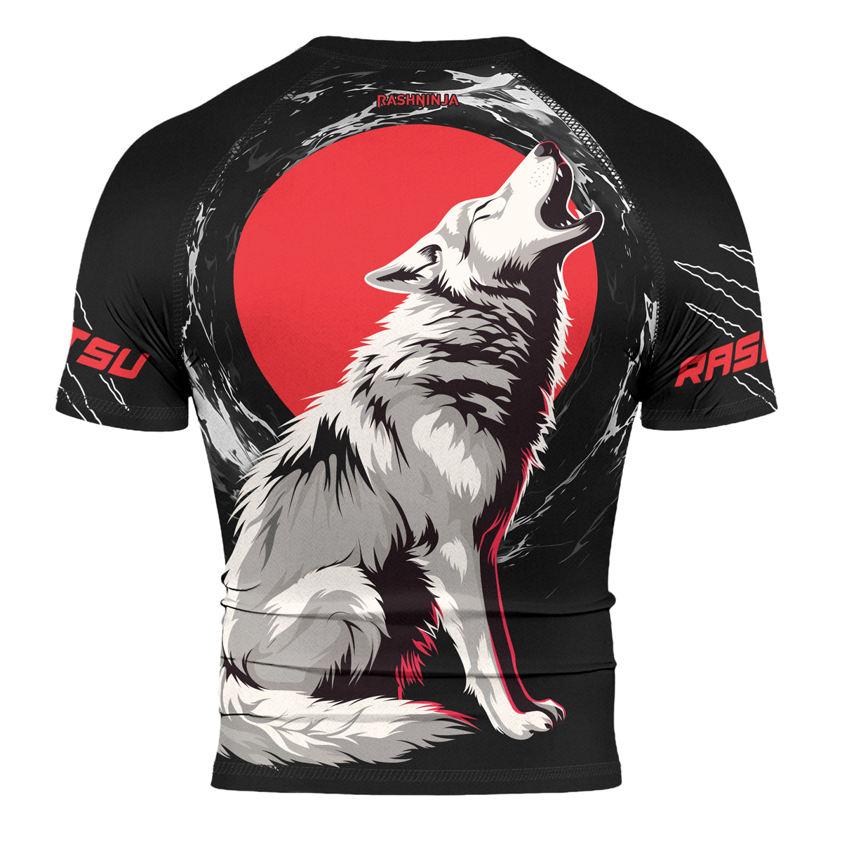 Rashninja Wolf Moon Howl Men's Short Sleeve Rash Guard