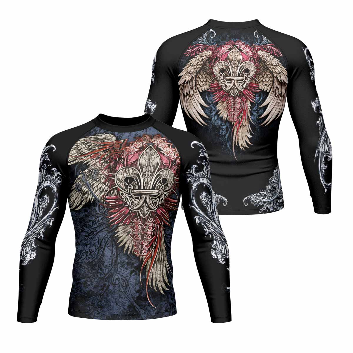 Metallic Embossed Angel Rash Guard