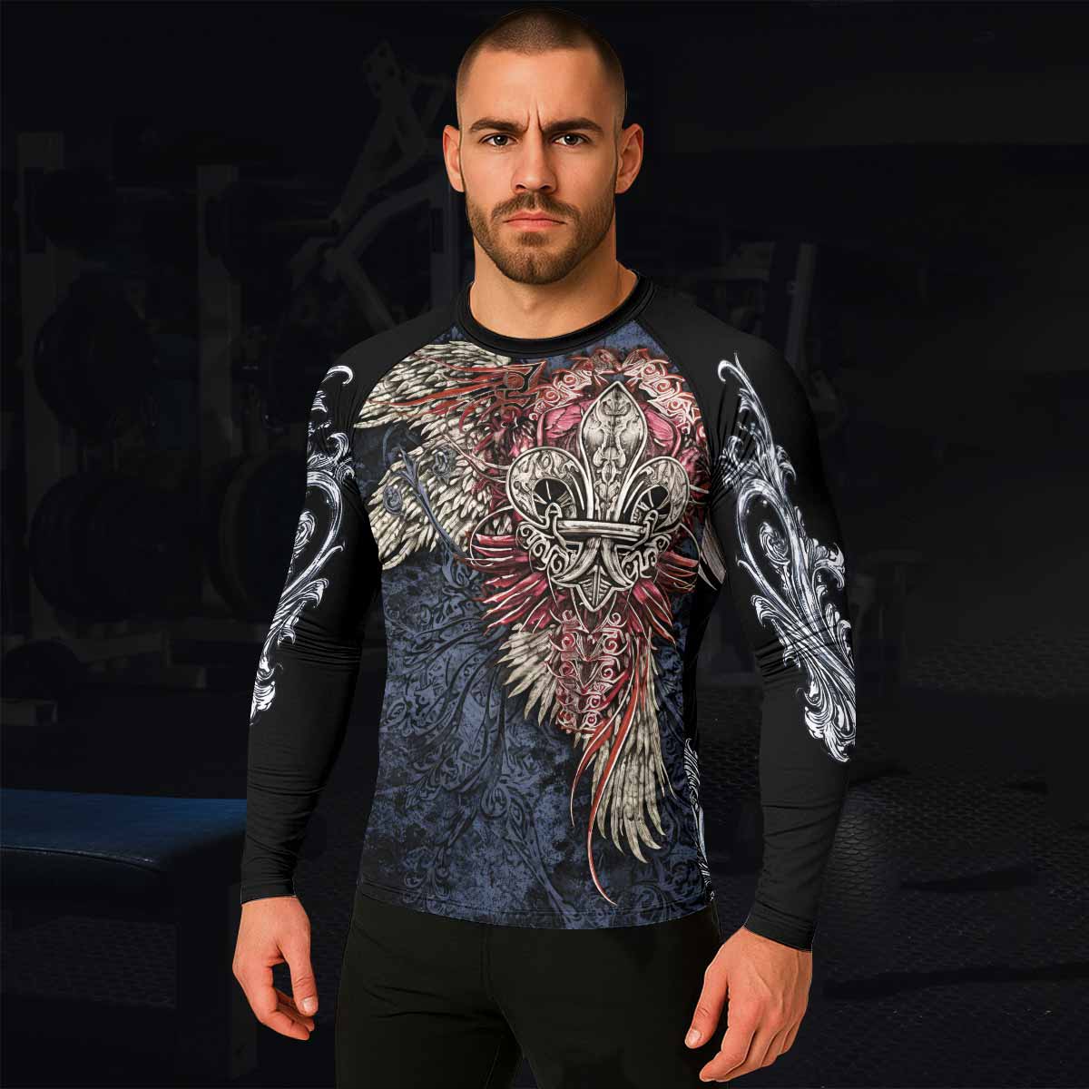 Metallic Embossed Angel Rash Guard