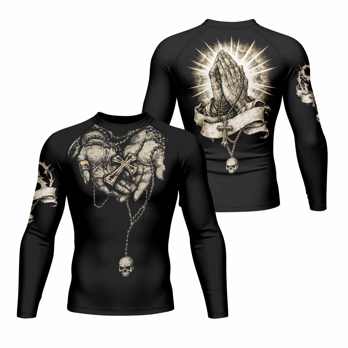 Praying Hands Skull Rash Guard