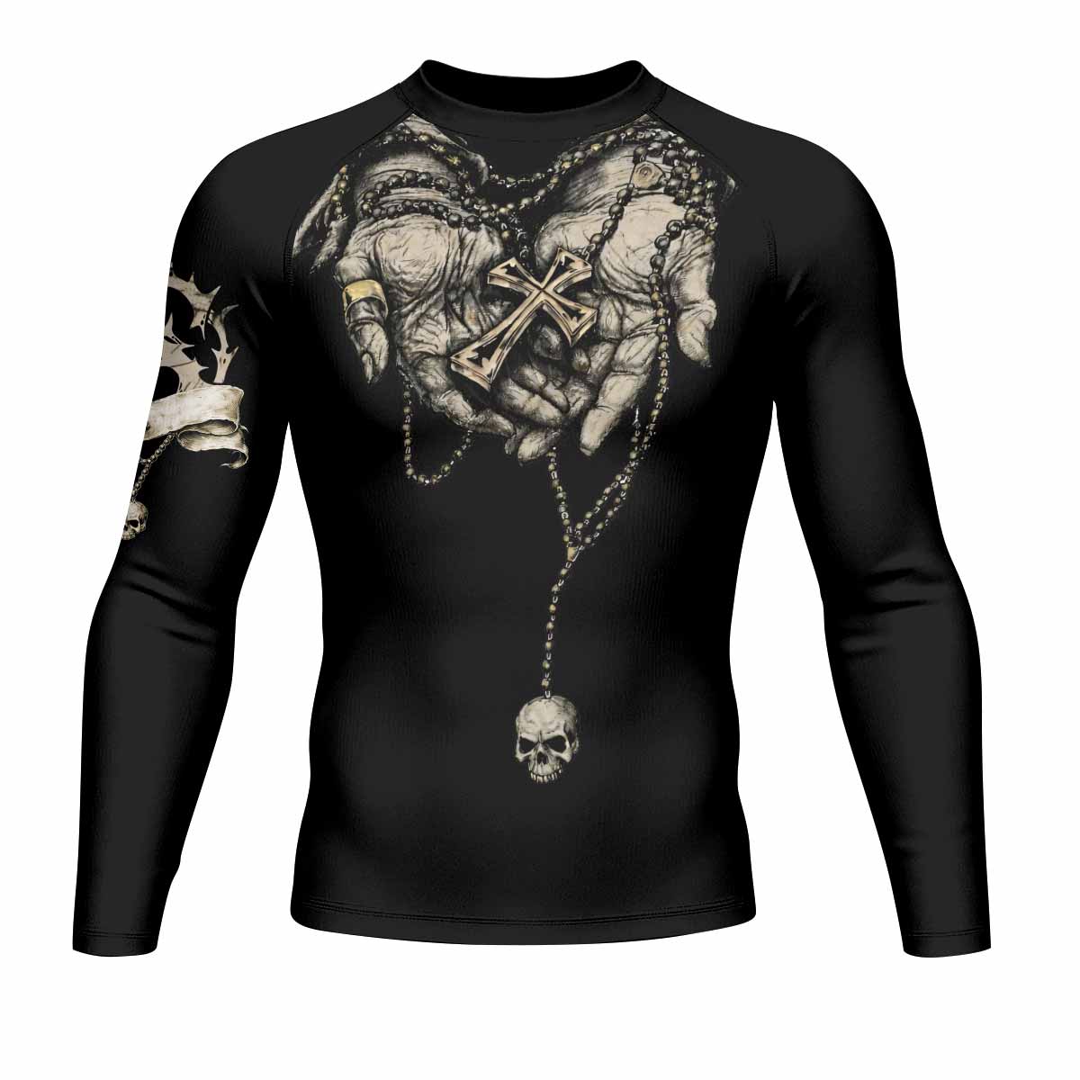 Praying Hands Skull Rash Guard