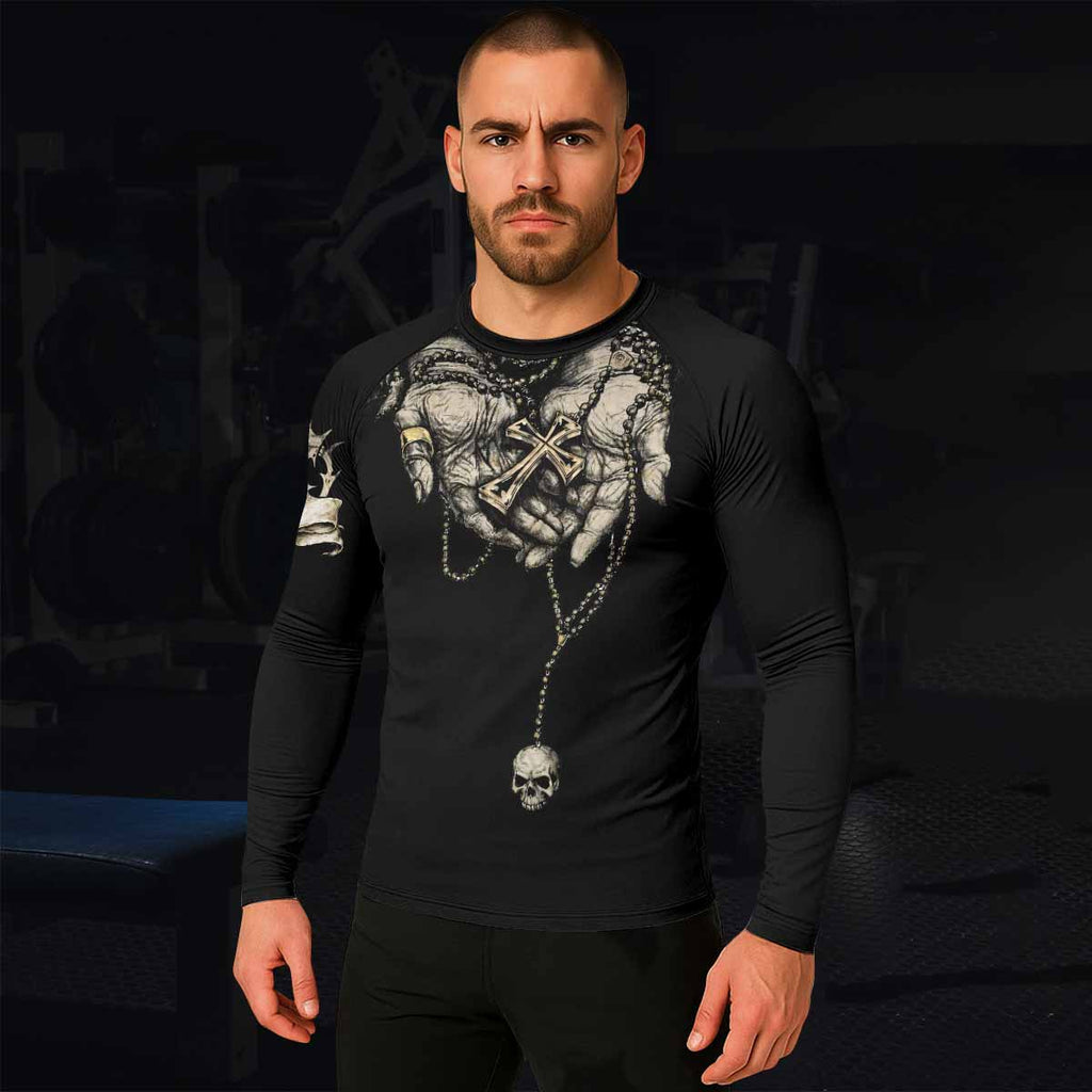 Praying Hands Skull Rash Guard