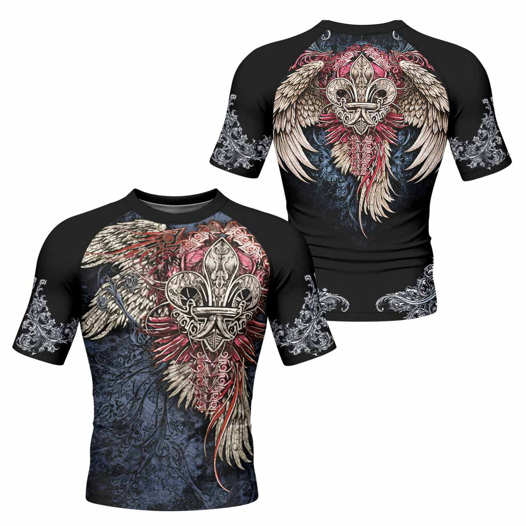 Metallic Embossed Angel Rash Guard