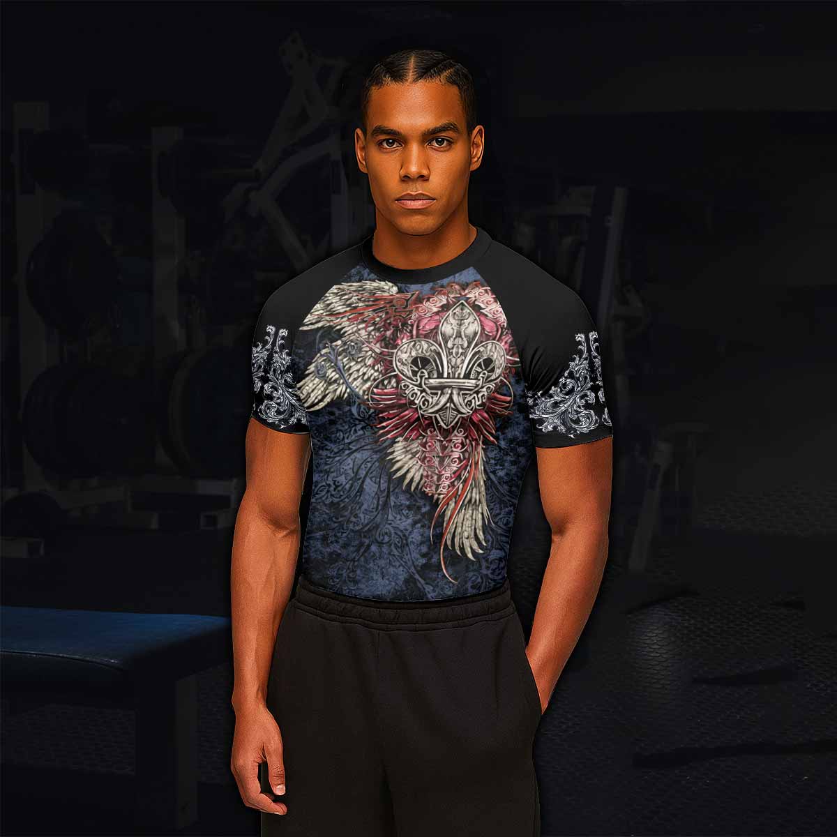 Metallic Embossed Angel Rash Guard