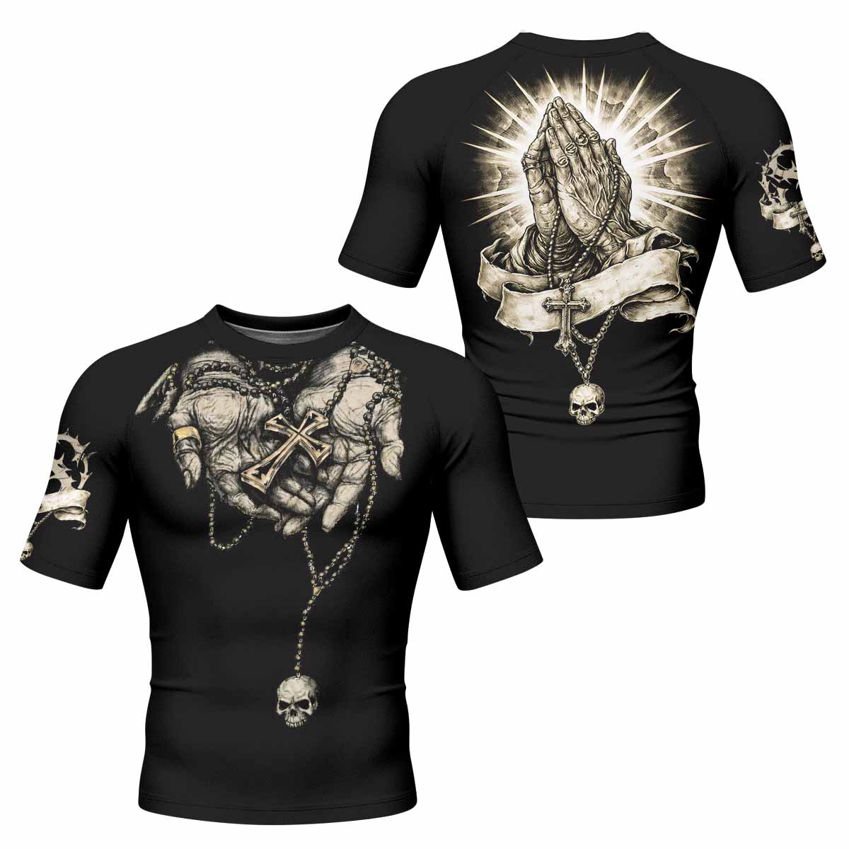 Praying Hands Skull Rash Guard