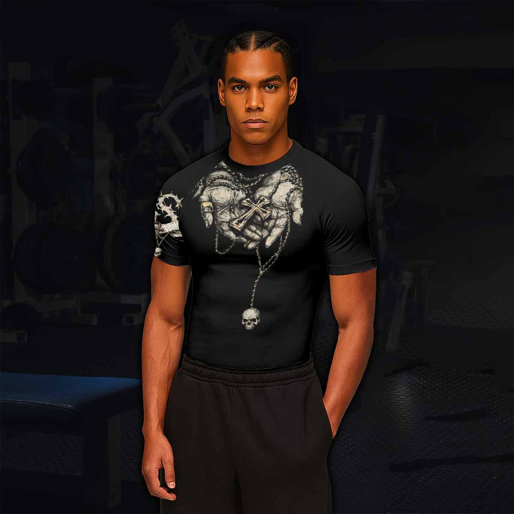 Praying Hands Skull Rash Guard