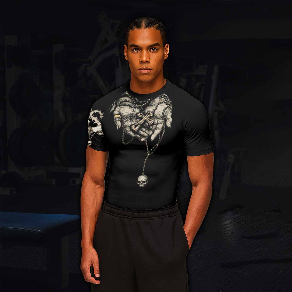 Praying Hands Skull Rash Guard