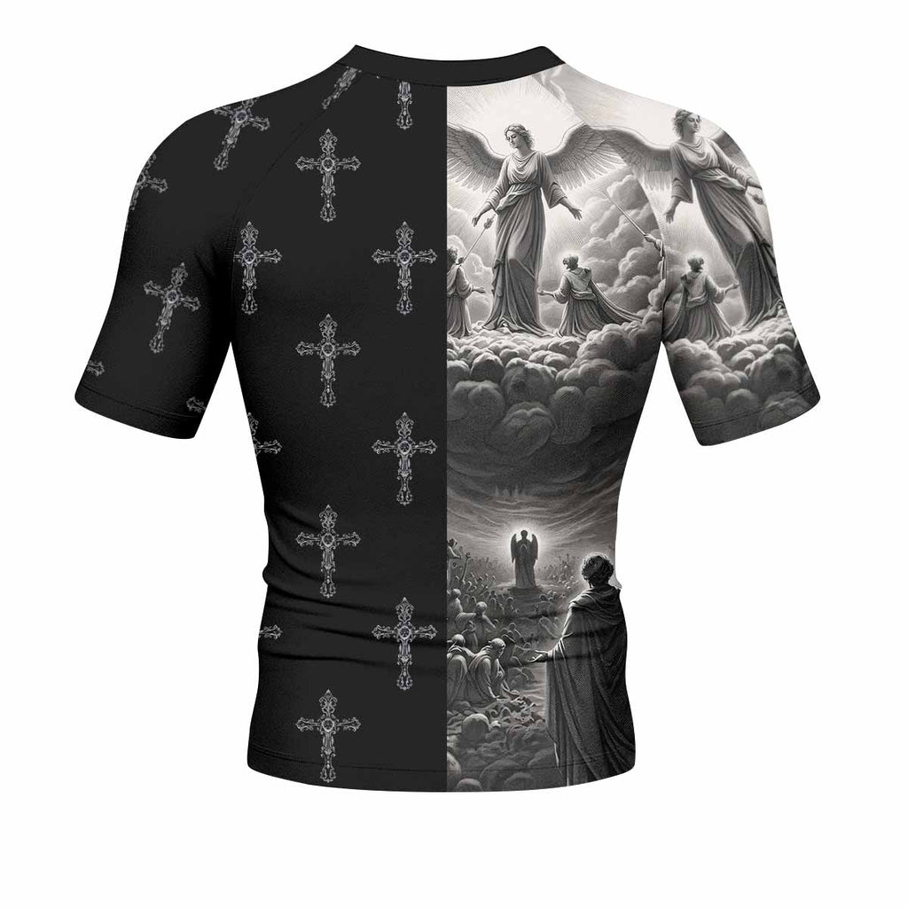 Jesus Saves Angel Ascension Rash Guard