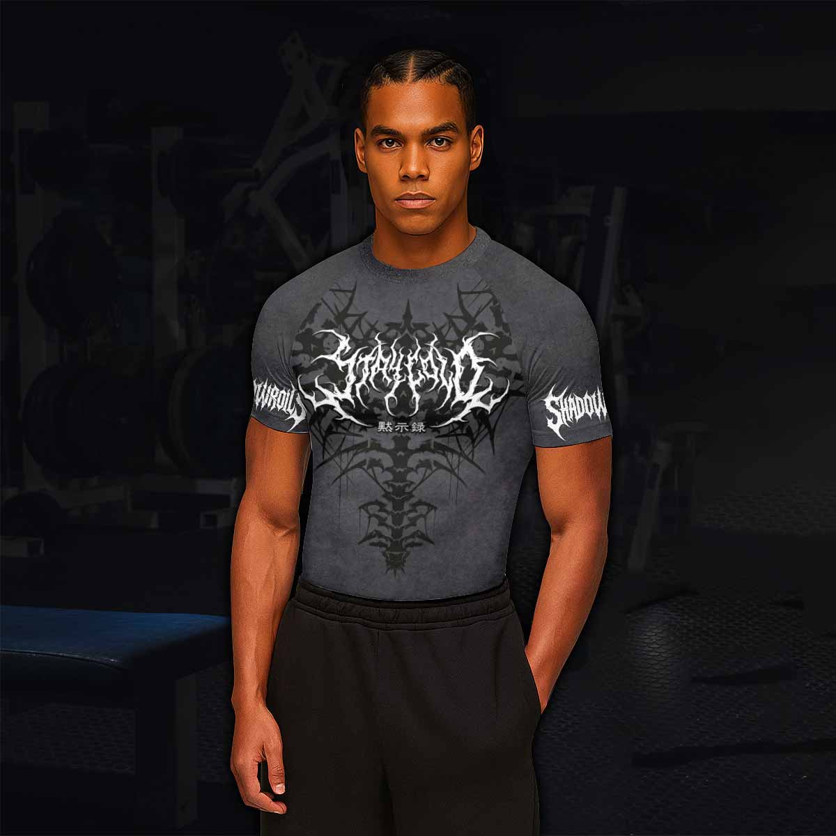 Black Metal Gothic Spine Rash Guard