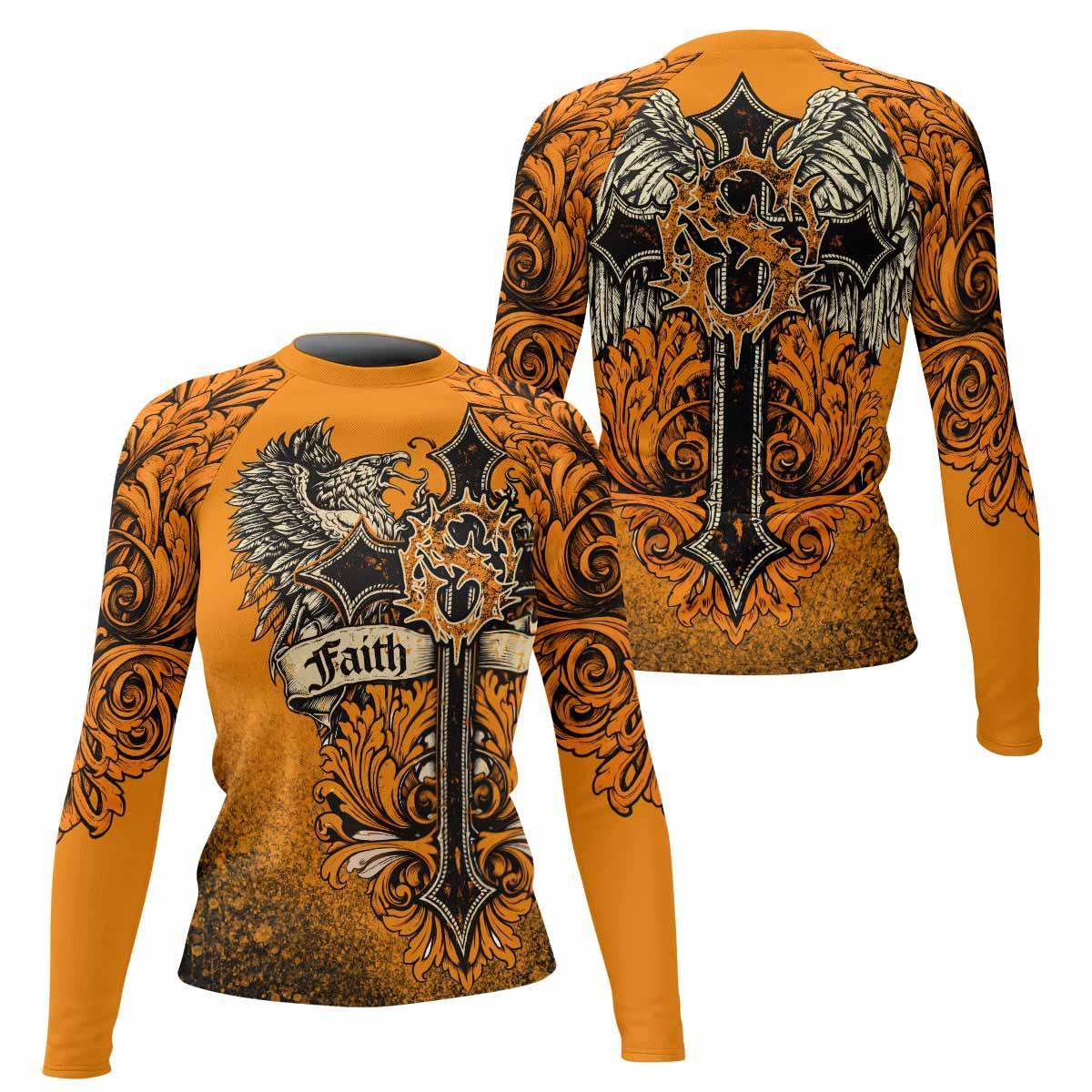 Faith Over Fear Crown Cross Rash Guard